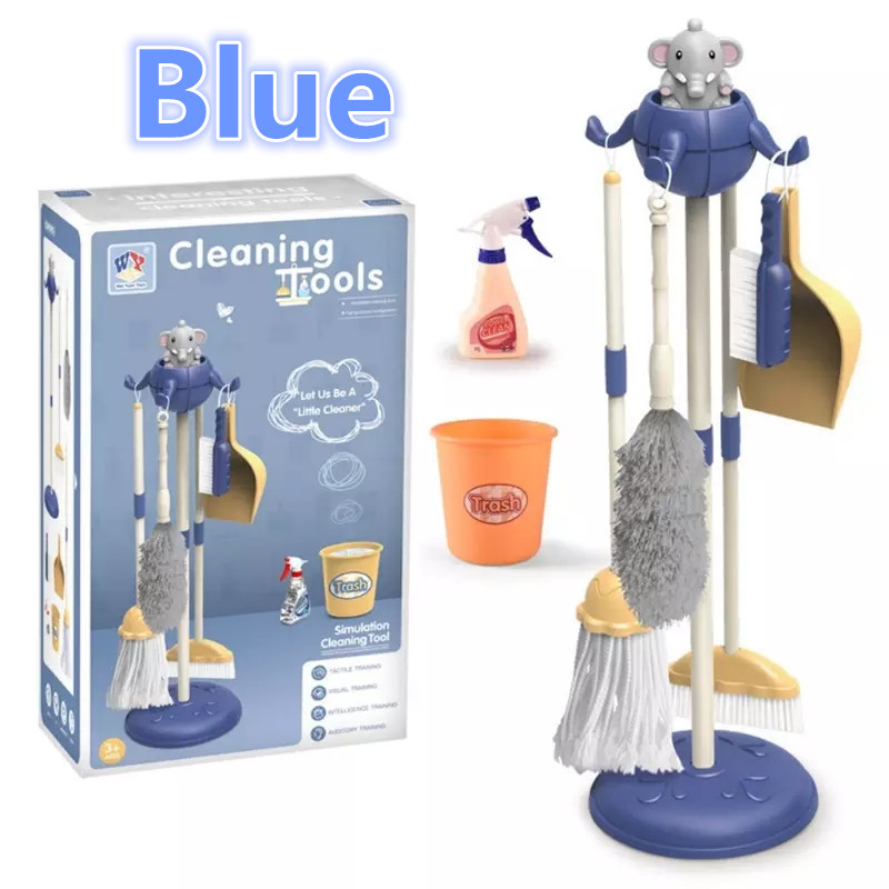 【Z2I】 Kids Elephant Housework Tool Toys Pretend Cleaning Kit for Children