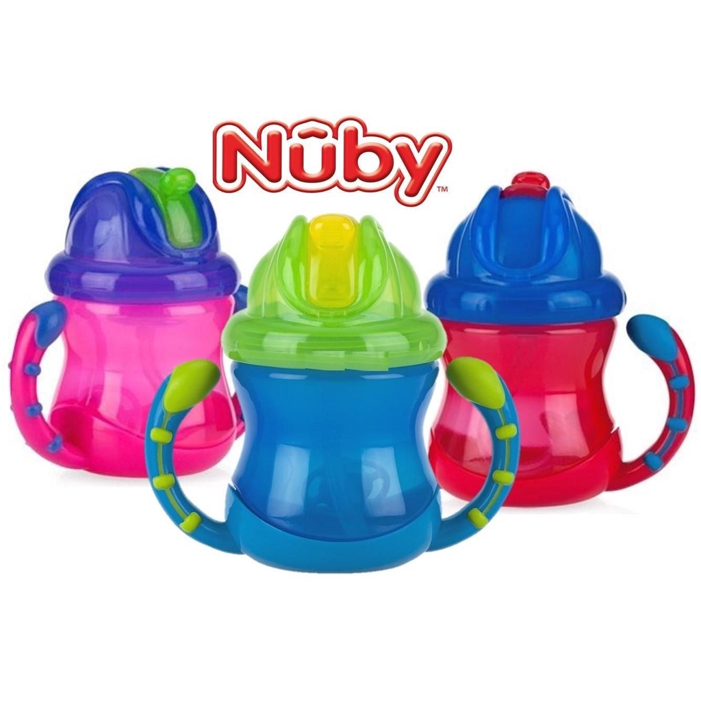 Nuby Flip N' Sip Cup - Fat Straw  240ML/ 8OZ-Random Colour Pick