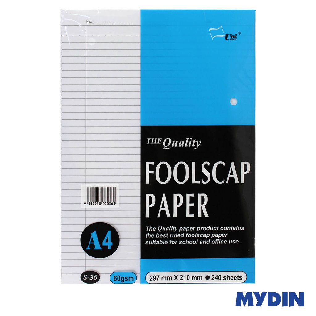Uni Foolscap A4 Paper - Blue (60g x 240’s) S36
