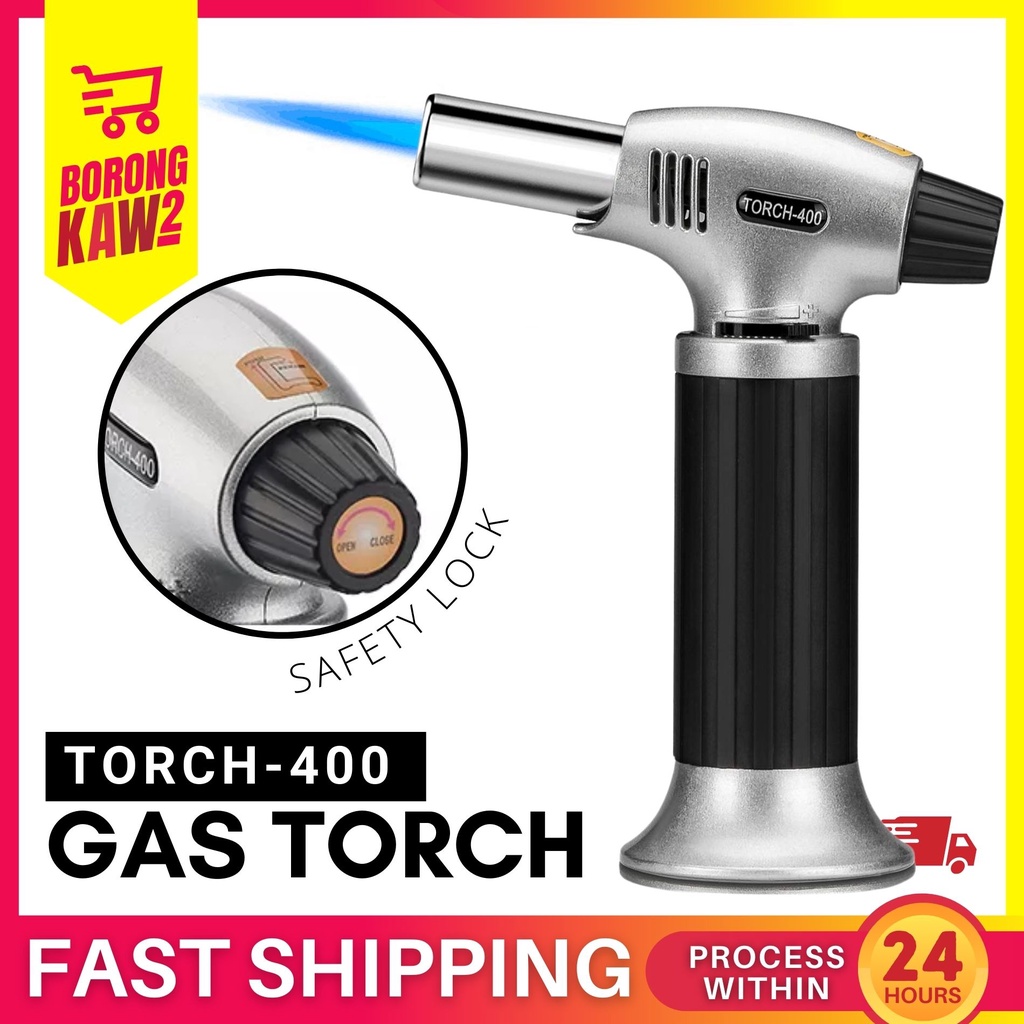 TORCH-400 Gas Torch Professional Kitchen Cooking with Lock Adjustable Flame Refillable Mini Blow Torch Lighter for BBQ