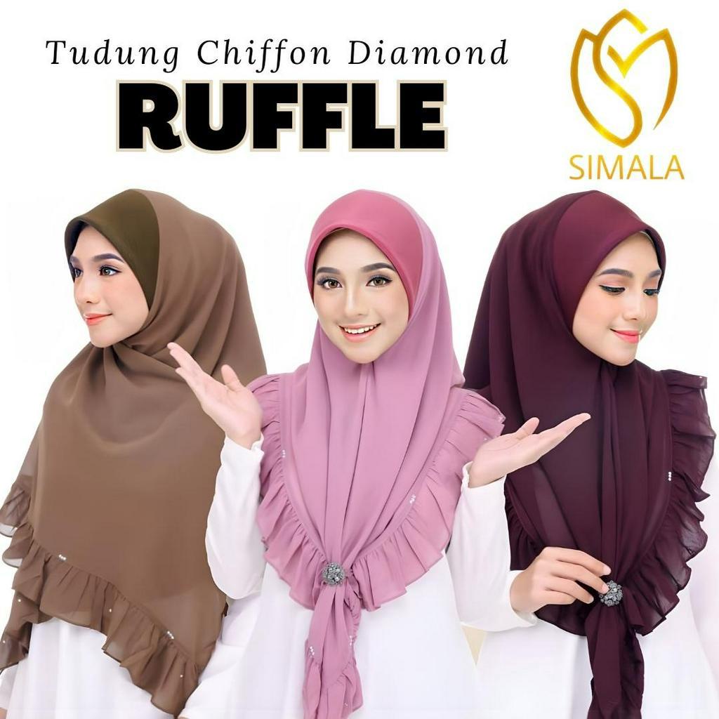 Tudung Bawal Chiffon instant RUFFLE renda batu muslimah Tudung Labuh Ready stock TUDUNG Murah Terkini 2024 Tudung Bawal