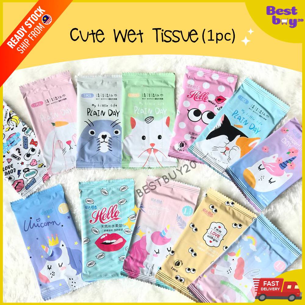 Cute Wet Tissue Unicorn Wet Tissue Travel (1pc) Free Gift Idea Tisu Basah Wangi Free Gift Borong Murah Cute Gift