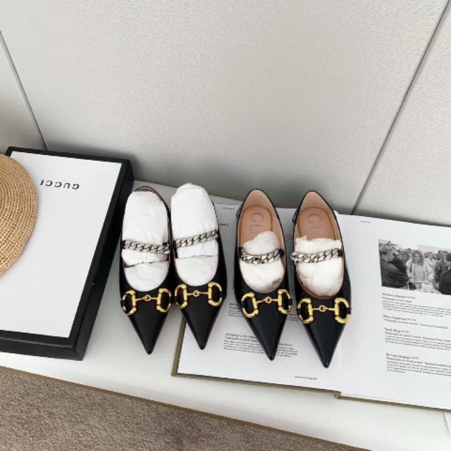 gucci ballet flats with chain
