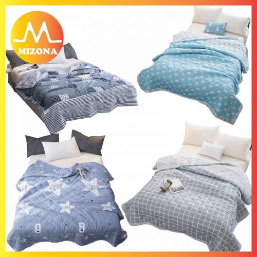 Mizona Cotton Lightweight Printed Summer Quilt Blankets Grid