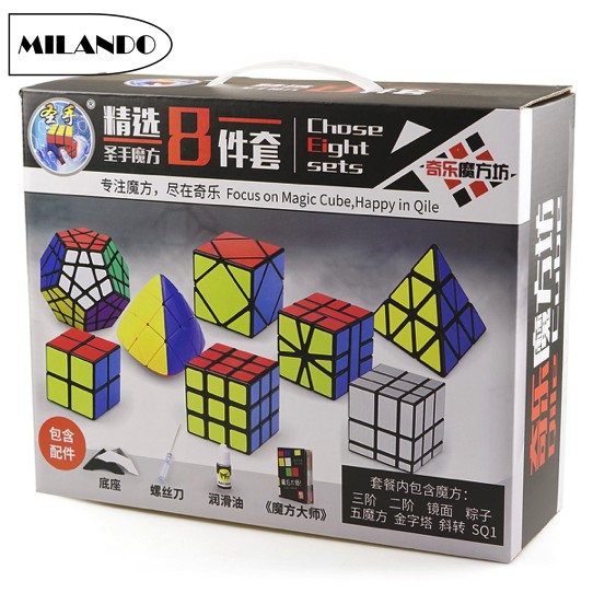 (8 Pcs) ShengShou Magic Rubik Bundle Set Speed Cube Set with Gift Box Puzzle Toy