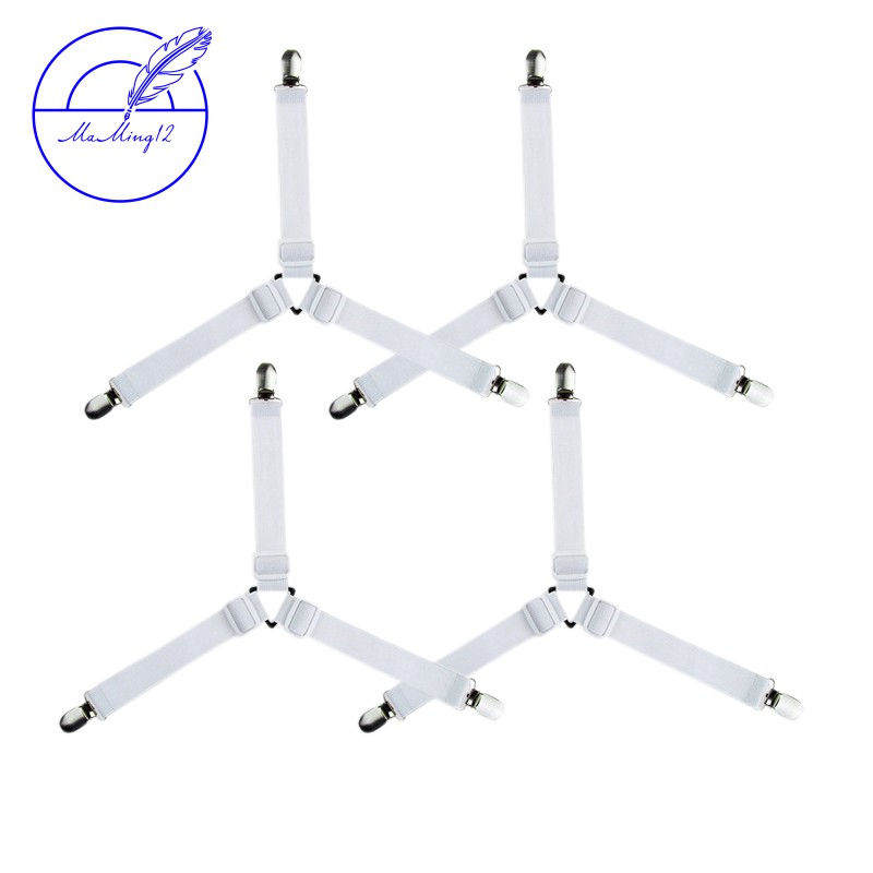 8 Piece Bed Sheet Tensioner sheet fastener with Metal Clips Elastic