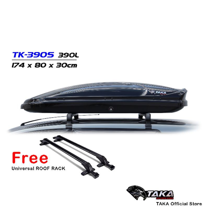 TAKA TK390S Car Roof Box [Sport Series] [L Size] [Glossy Black] [FREE