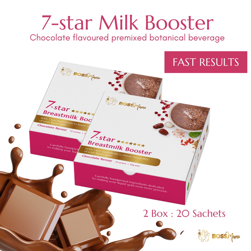 Boss Mama Milk Quality Booster Halal Chocolate Drink Real Cocoa Real Results Tasty No Herbal Taste No Tea (2 Box Bundle)