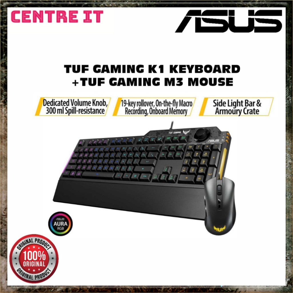 ASUS TUF Gaming K1 RGB keyboard with Asus TUF M3 Mouse Shopee Malaysia
