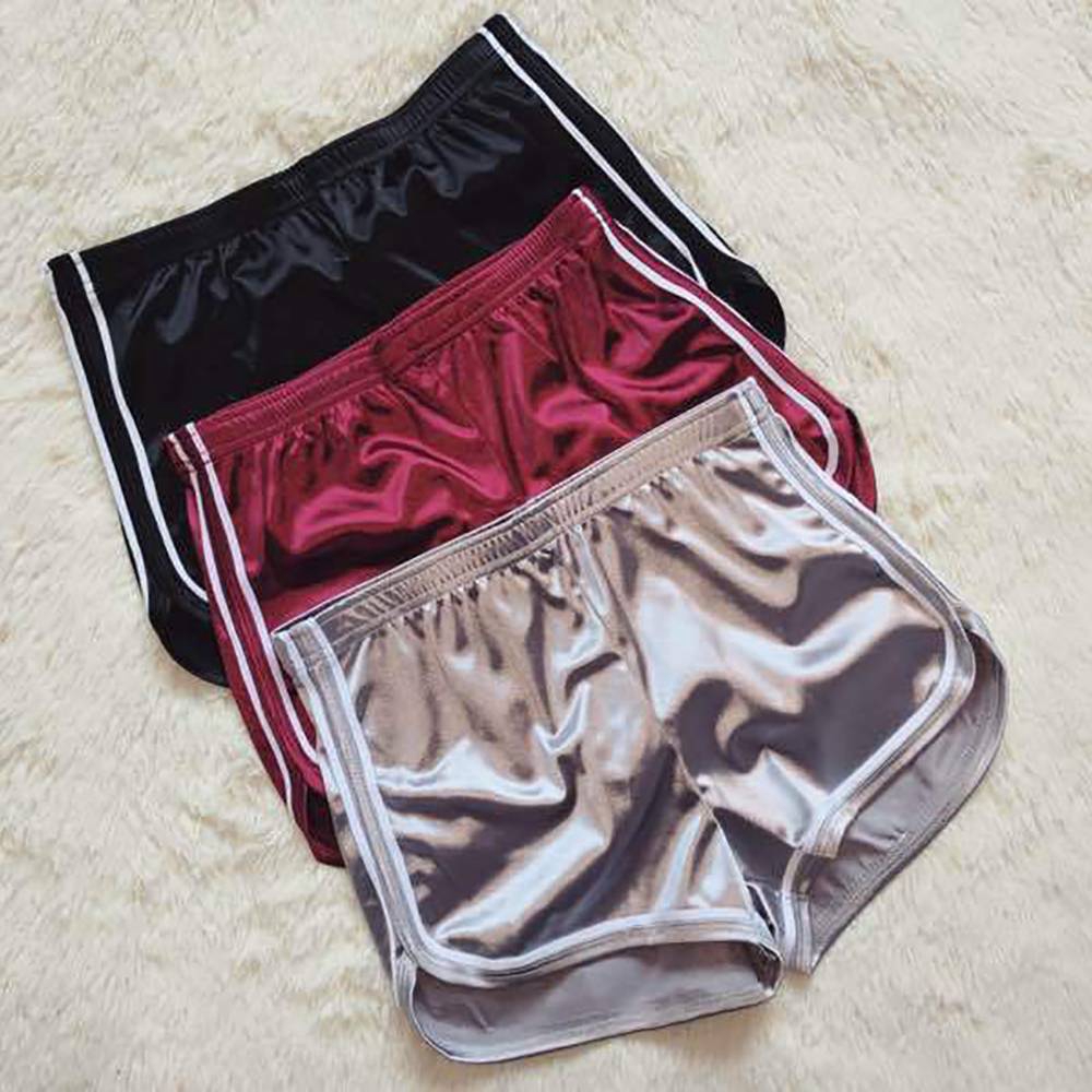 US Women/'s Satin Elastic Sports Shorts Summer Outdoor Running Gym Yoga Hot Pants