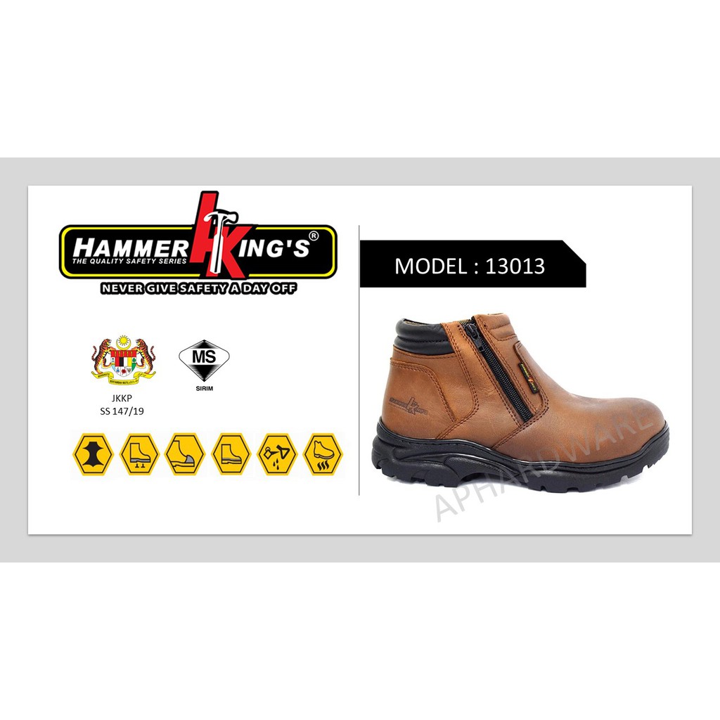 HAMMER KING SAFETY SHOES 13013 MIDCUT BOOT (ZIPPER) Shopee Malaysia