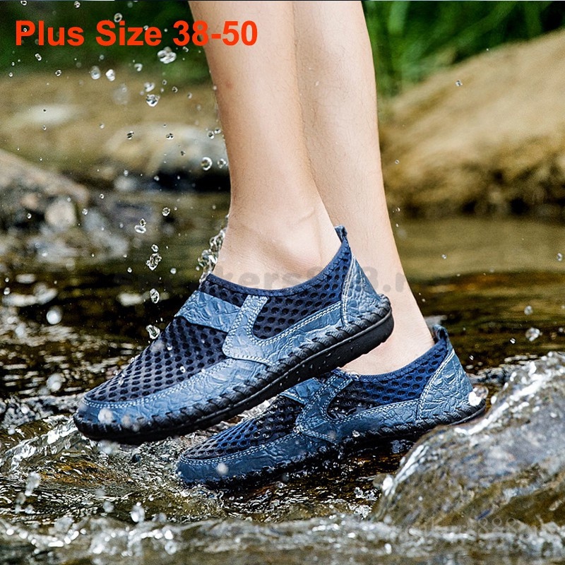 Plus Size 38-50 Men Shoes Mesh Breathable Slip On Loafers Sneakers Outdoor  Hiking Water Shoes | Shopee Malaysia