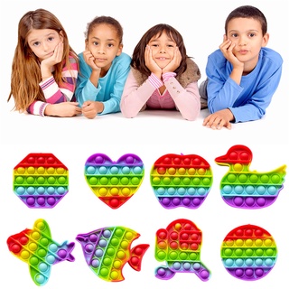 50 Rainbow Pop It Fidget Toys Push Bubble Sensory Squishy Stress Reliever Adult Kids Anti Stress Toys