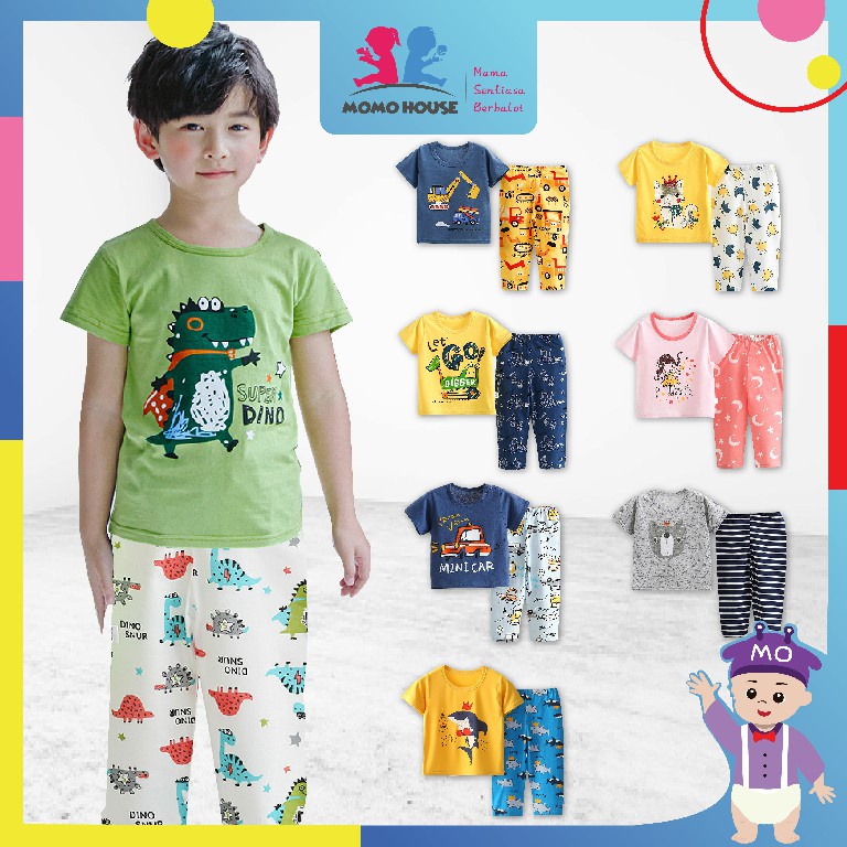 Newborn Pyjamas Baby Sleepsuit Short Sleeve Long Pant Set Kids Baju Set