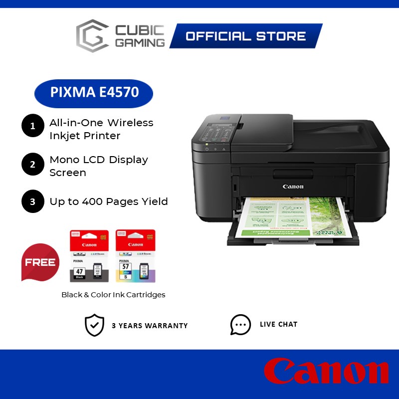 Canon Pixma E4270 / E4570 Compact Wireless WiFi AllInOne Inkjet