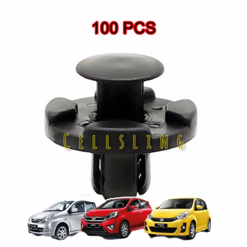 100pcs Car Clip Rivet Bumper Fender Fastener Retainer Klip Kereta Myvi
