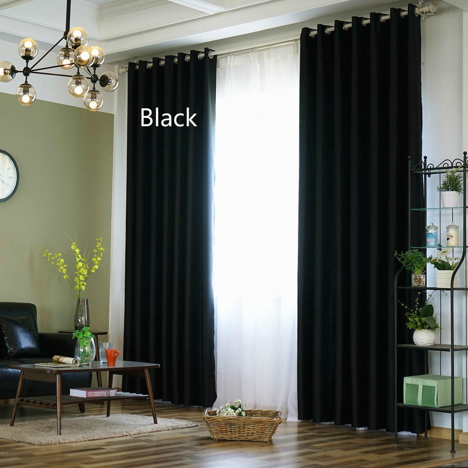 7colors Blackout Solid Black Grey Curtains For Living Bedroom Windows Langsir