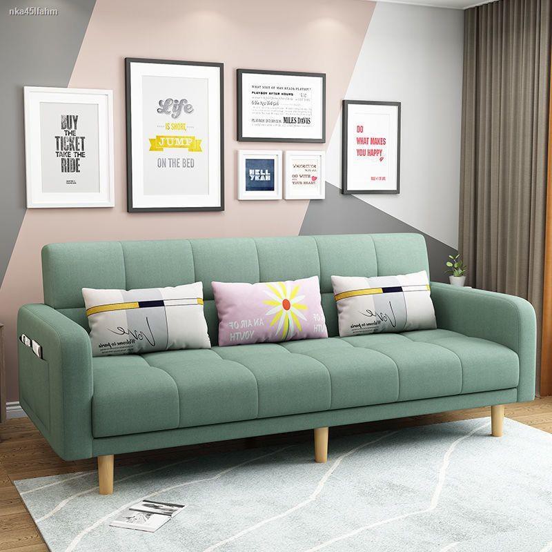 shopee: ✑Nordic modern minimalist sofa bed folding multifunctional single dual purpose small apartment living room rental fabric (0:0:Variation:Light green [cotto;1:1:Size:three people 170*9)