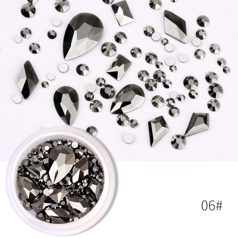 Multi-color Mixed Size 3D Nagel Strassstein Flacher Shiny Studs Gems Dekoration 