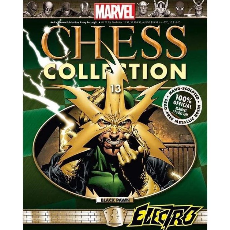 Eaglemoss Marvel Chess Collection Electro Chess Piece #13 w/ Magazine Black Pawn 