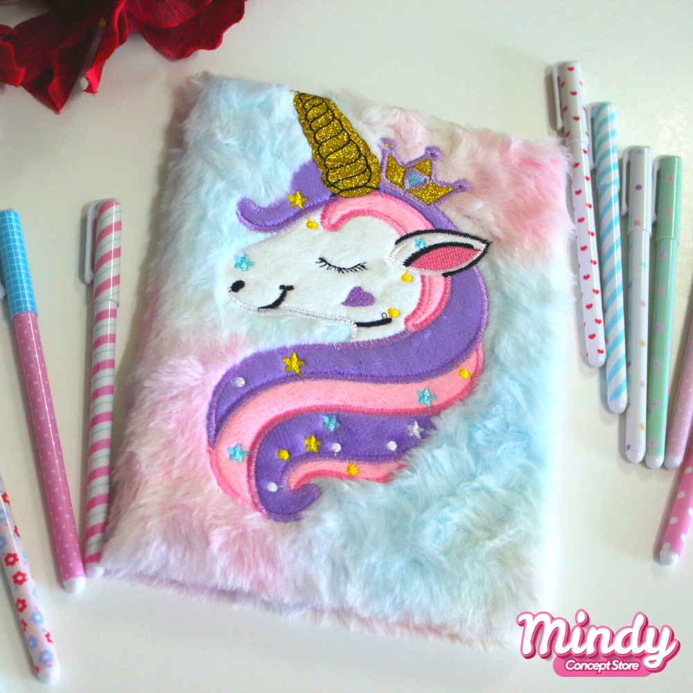 ❤️‍Unicorn Notebook Rainbow Pink Blue Purple Fluffy A5 Diary Planner Cute for girls