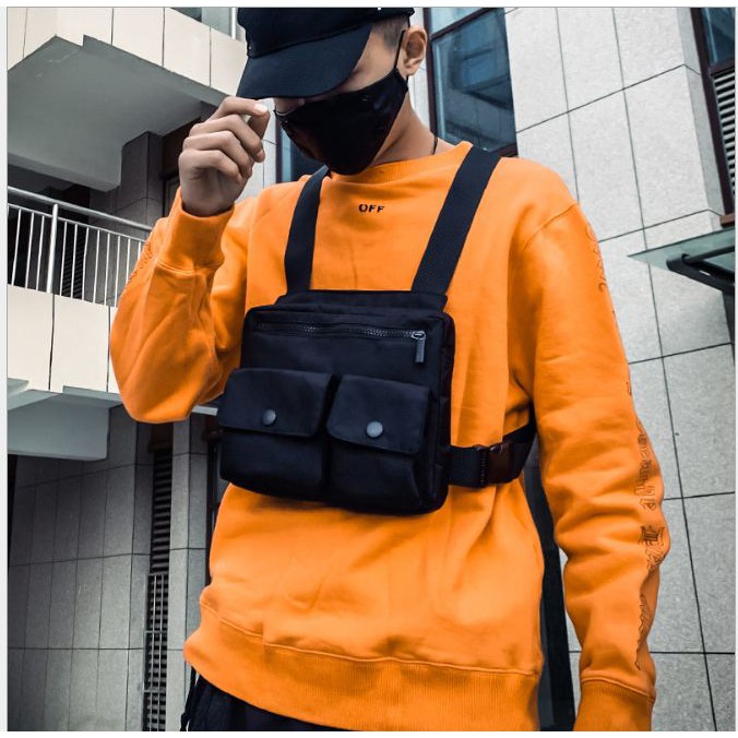 🎧 READY STOCK 🎧 Korean Hip Hop Oxford Streetwear Functional Men Chest ...