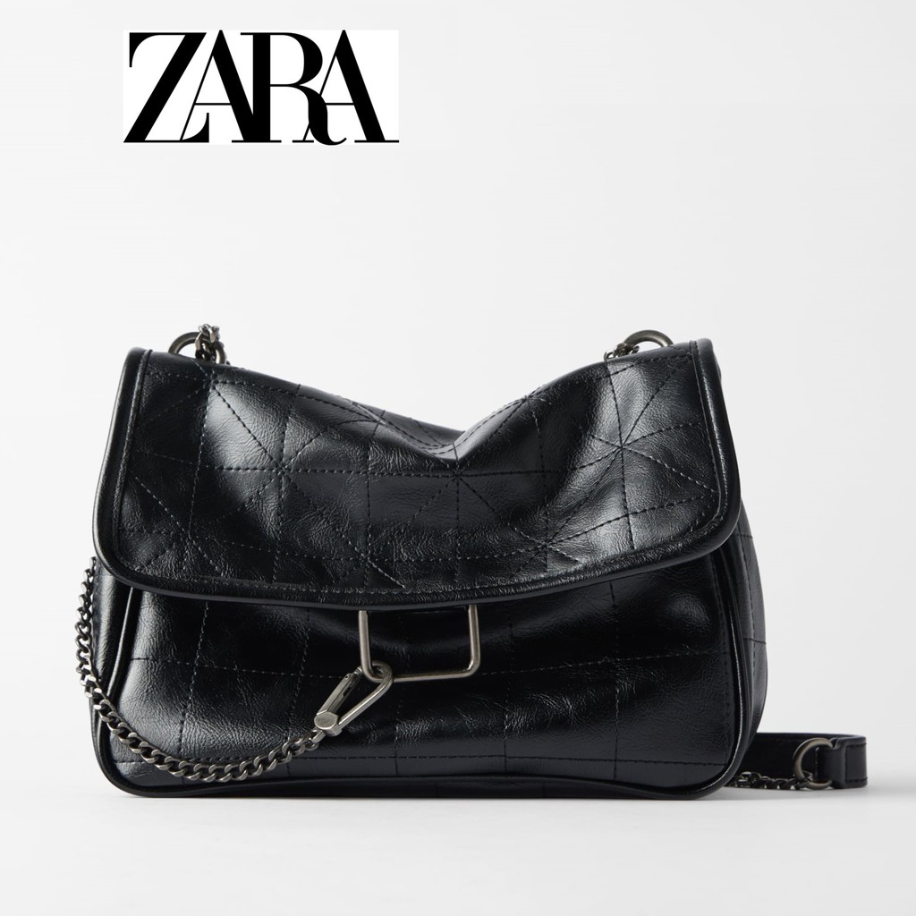 zara black bag with chain