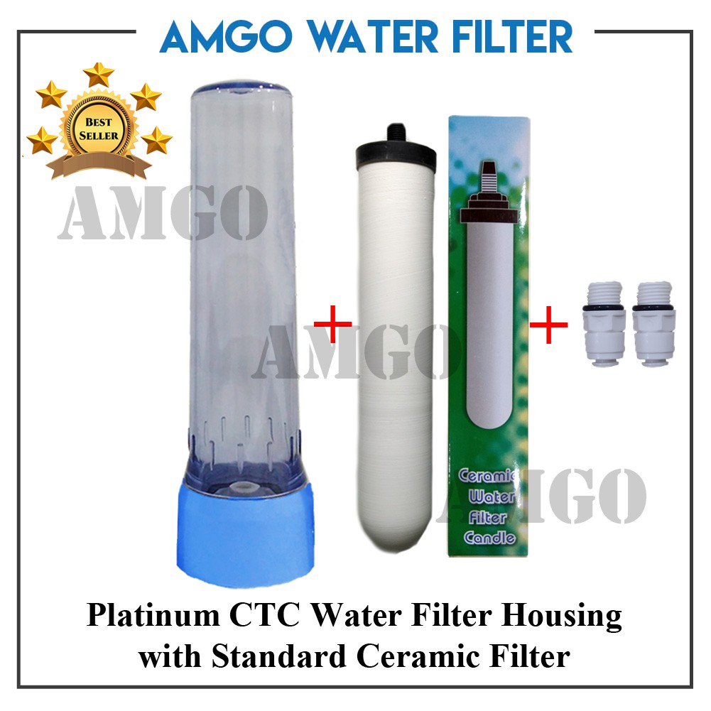 AMGO Platinum CTC 3000 Super Slim CTC Ceramic Water Filter Housing * MADE IN TAIWAN * + 10" Std Ceramic + Connector