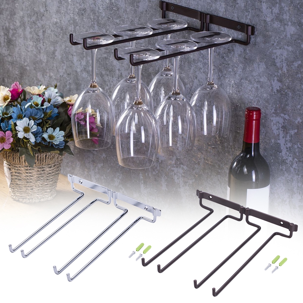 Bar Kitchen Double Row Under Cabinet Hanging Stemware Supplies