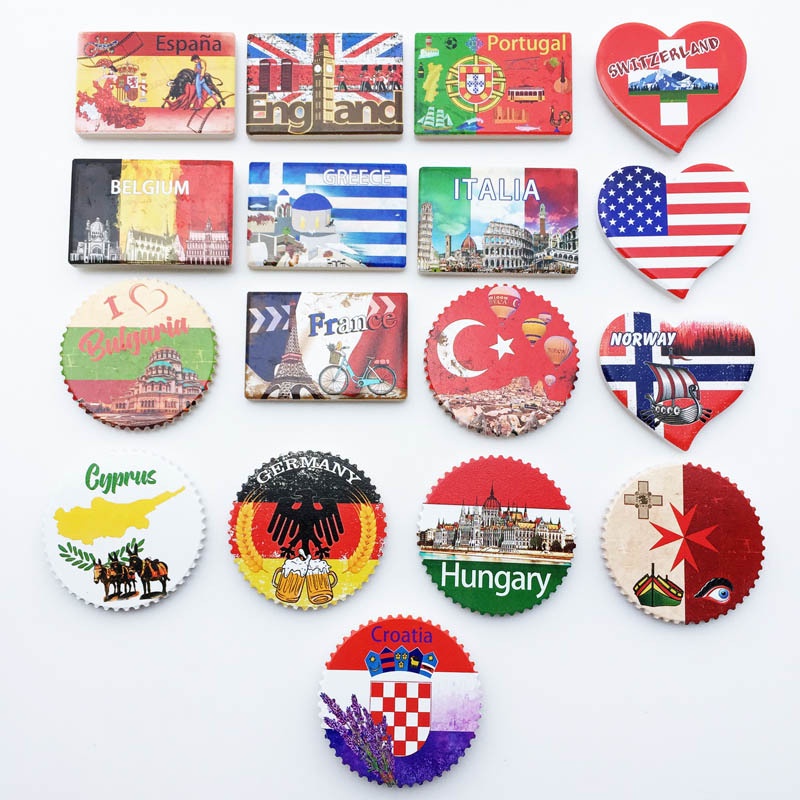 Cyprus Norway Switzerland Italy 3D Fridge Magnet UV Ceramics Souvenir Gift Collection Decoration Magnetic Sticker Refrigerator Magnet