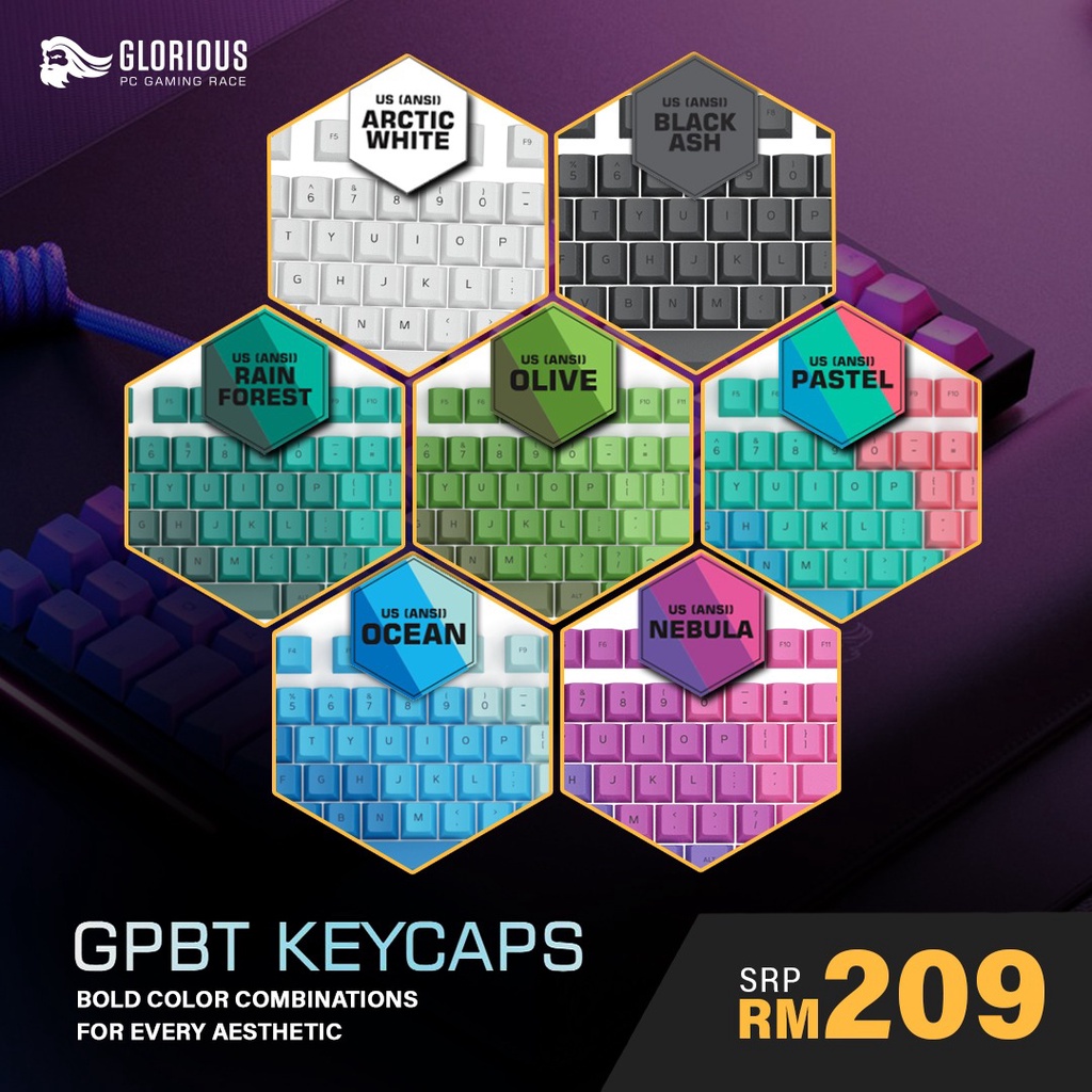 [CLEARANCE] GLORIOUS GPBT PBT KEYCAPS KEYCAP (MECHANICAL KEYBOARD / GMMK PRO Accessories)