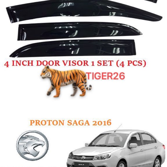 Proton Saga 2016 2017 2018 2019 2020 10cm 4 Inch Door Visor With Logo Air Press Car Window Shopee Malaysia