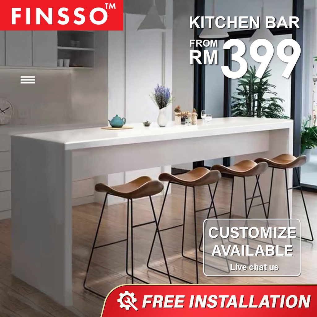 FINSSO: 120cm x 40cm HAVOC/ Bar Table/ Kitchen Island / Dining Table/ Meja Makan/ 吧台/ Bar Stool [FREE INSTALLATION]