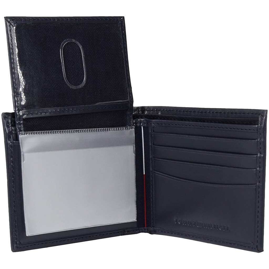 tommy hilfiger men's leather cambridge passcase wallet with removable card holder