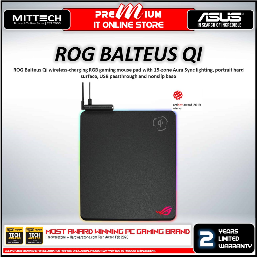 Asus Mousepad Rog Balteus Qi Wireless Charging Rgb Gaming 15 Zone Aura Sync Lighting Shopee Malaysia