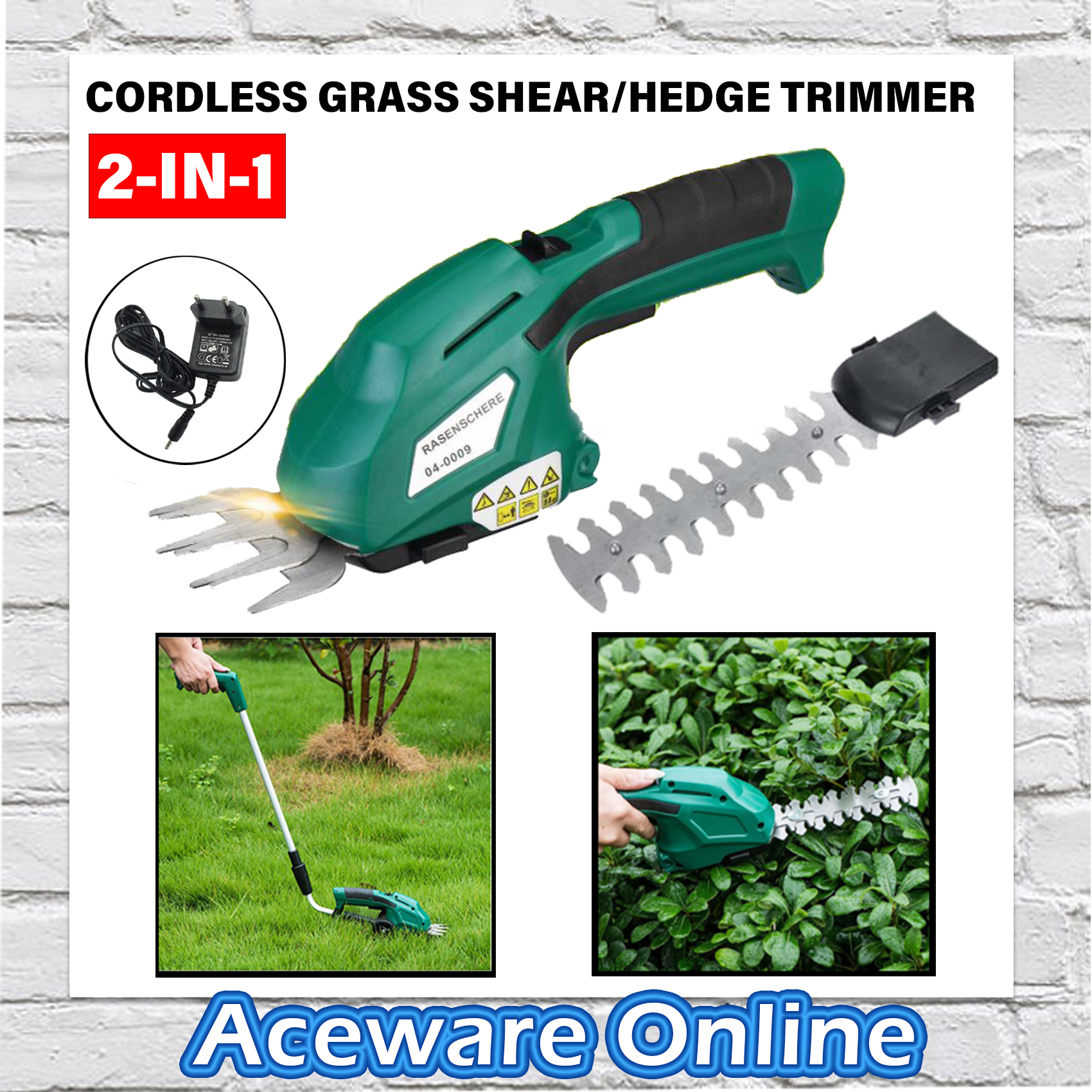 Prostormer 3.6V Cordless Grass Shear and Shrub Trimmer Combo,Quick Blade Change
