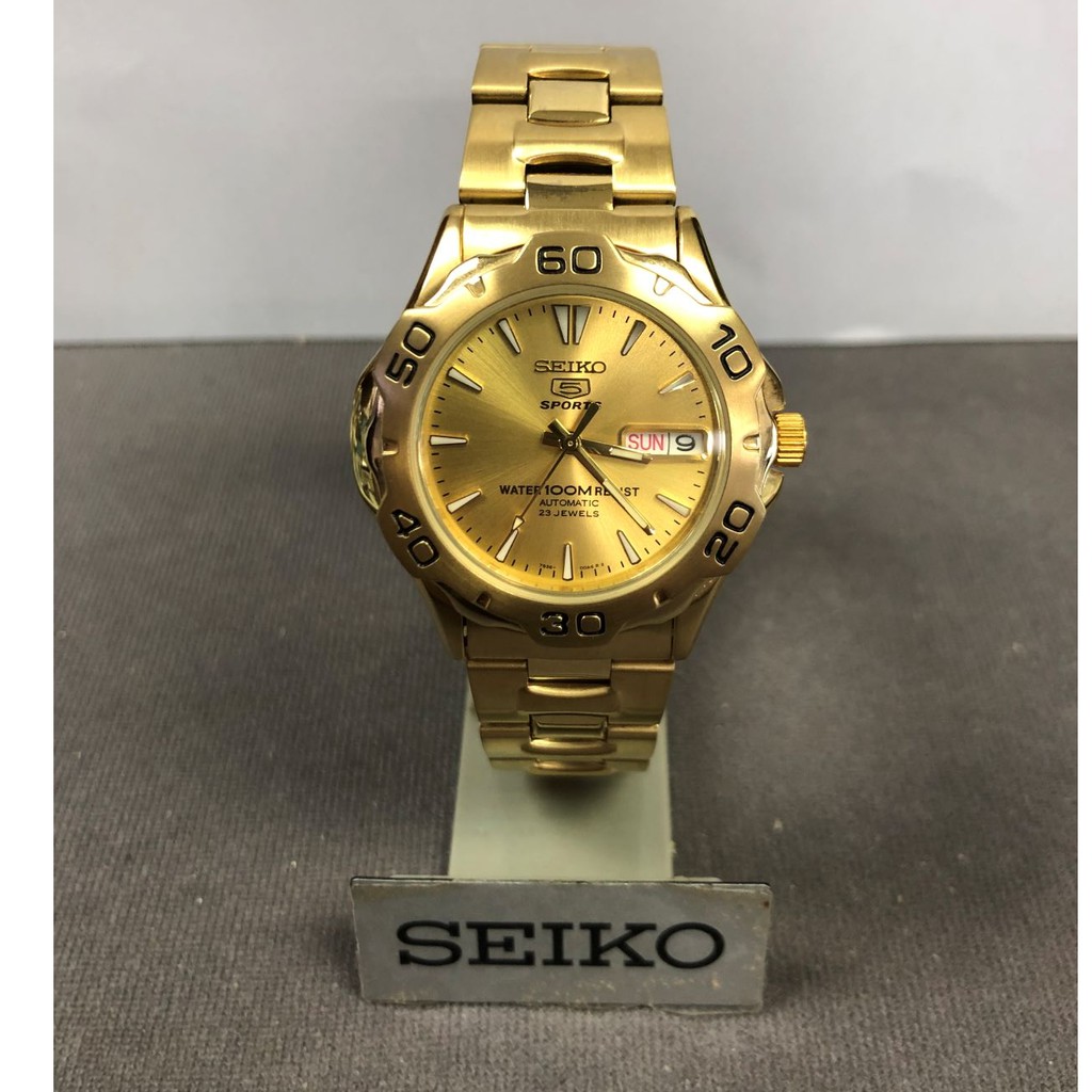 seiko 5 sports automatic 23 jewels gold