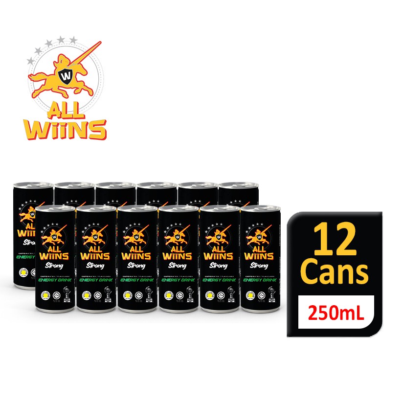 12 Cans All WiiNS Strong Herbs Extract Energy Drink 250ml Low Sugar