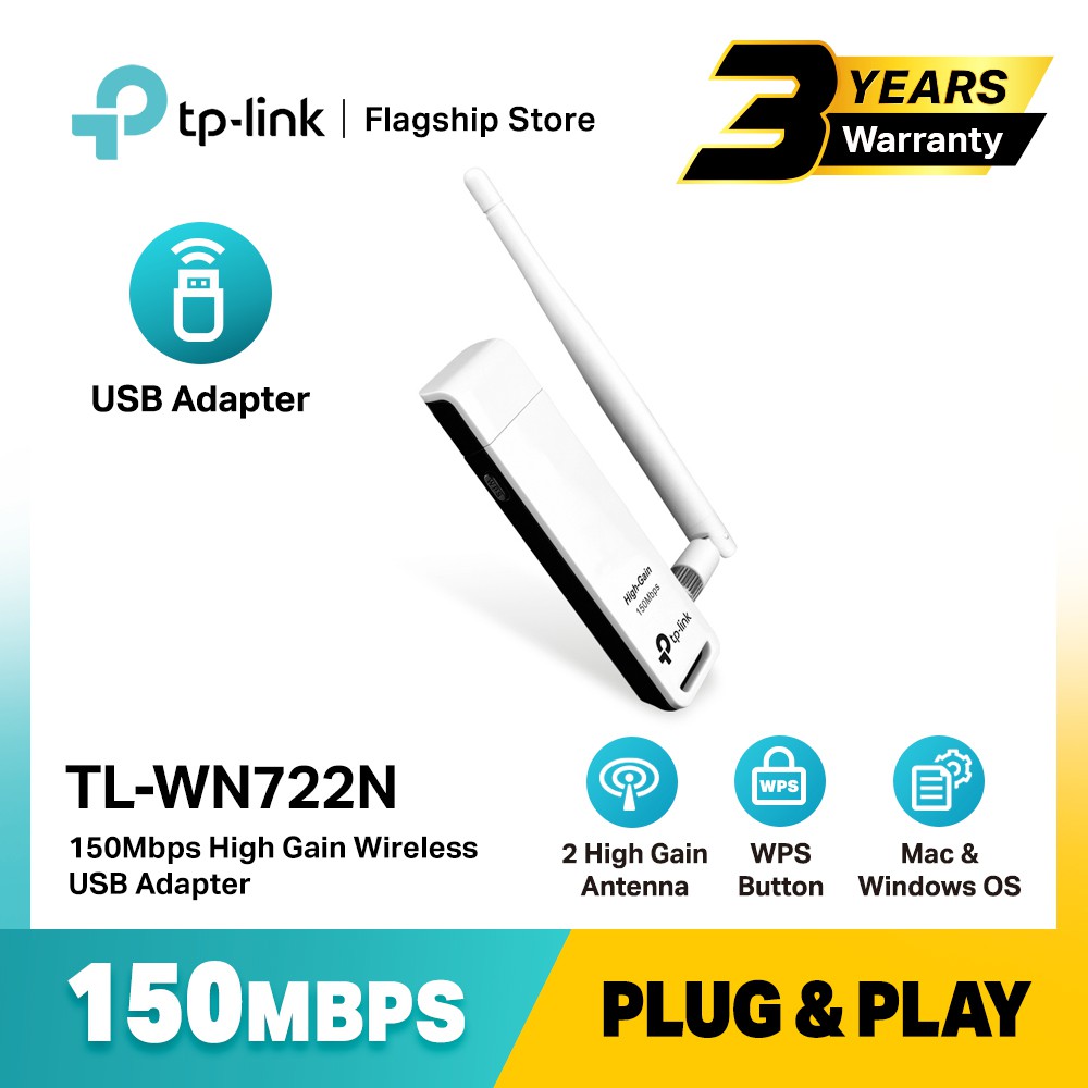 TP-Link TL-WN722N - 150Mbps High Gain Wireless USB Adapter | Shopee ...
