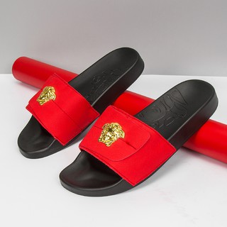 red versace slippers
