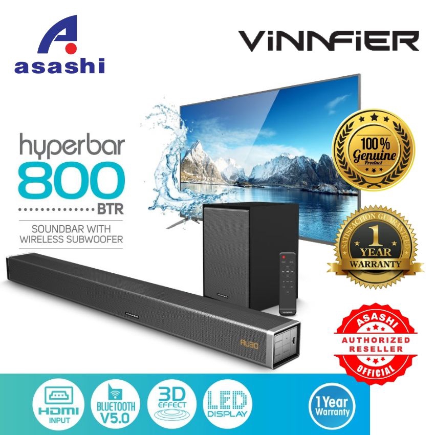 Vinnfier Hyperbar 800 Btr Bluetooth Soundbar Speaker With Wireless Subwoofer Shopee Malaysia