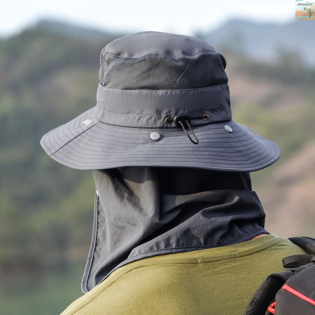 Metyou Women 3 in 1 Zip Off Wide Brim Folding Sun Hat UV Protection Neck Face Flap Cap Summer Outdoor Beach Visor Hats 