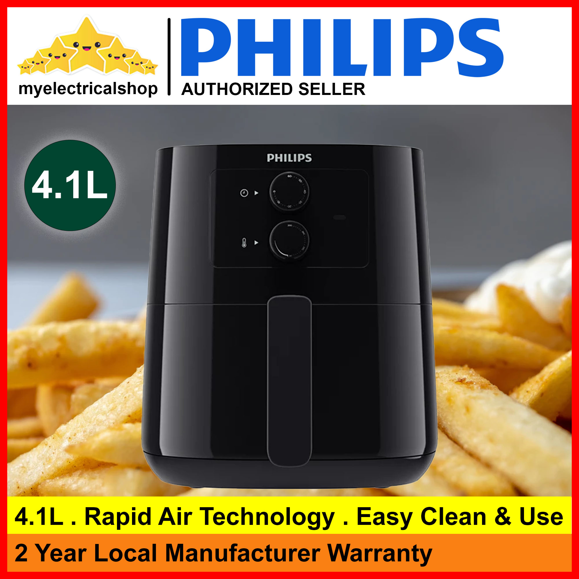 Philips HD9200 Essential Air Fryer With Rapid Air Technology ( 4.1L