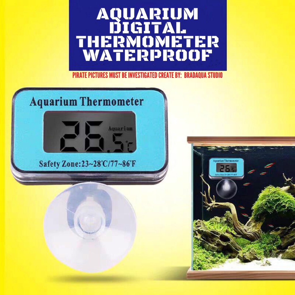 AQUARIUM Digital Thermometer Waterproof Submersible Fish Tank Suction ...