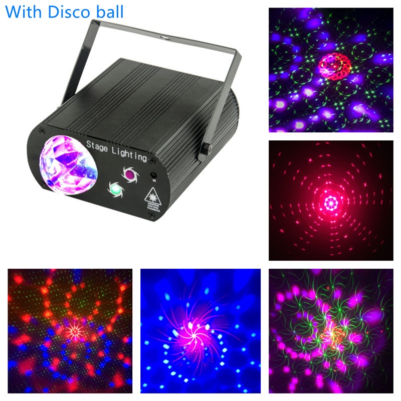 Laser light with rotating disco ball, laser projector with remote for