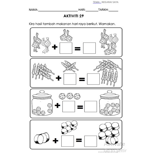 PRINTABLE Prasekolah Matematik 100 Lembaran Kerja 4-6 tahun 