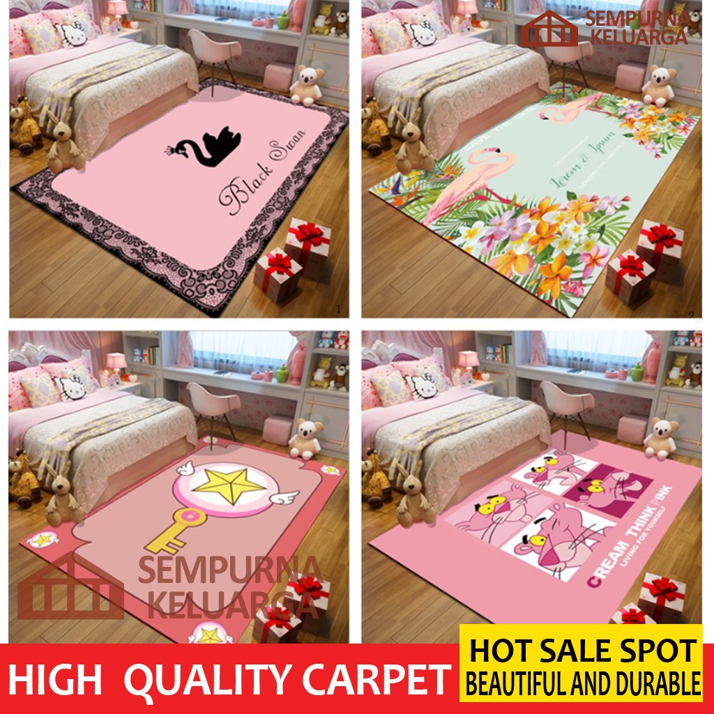 Permaidani Karpet Cute Pink Cartoon Rug Carpet