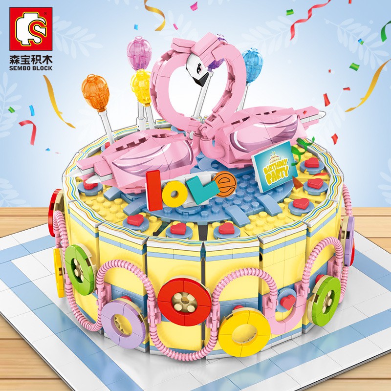 Sembo Blocks Birthday Cake Flamingo Food Wedding Toys For Kids Birthday Gifts Toy For Children Girl Valentine 601401 Shopee Malaysia