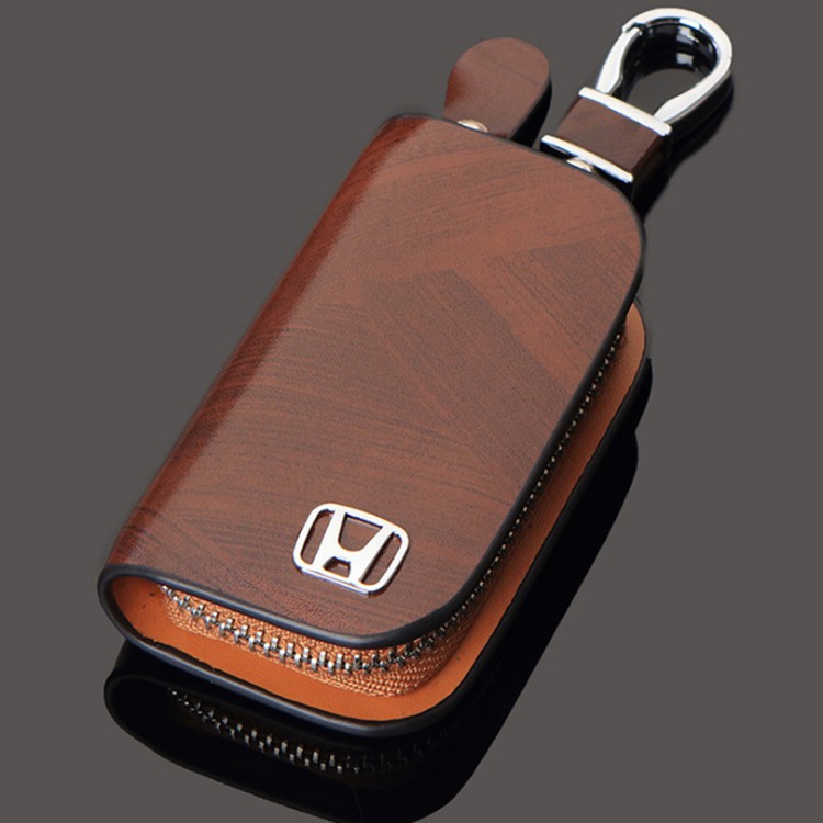 【Ready stock】HONDA City HRV BRV JAZZ CRV ACCORD CIVIC Car Key Holder Leather Smart Remote Cover Fob Case KeyChain Pouch Keyring