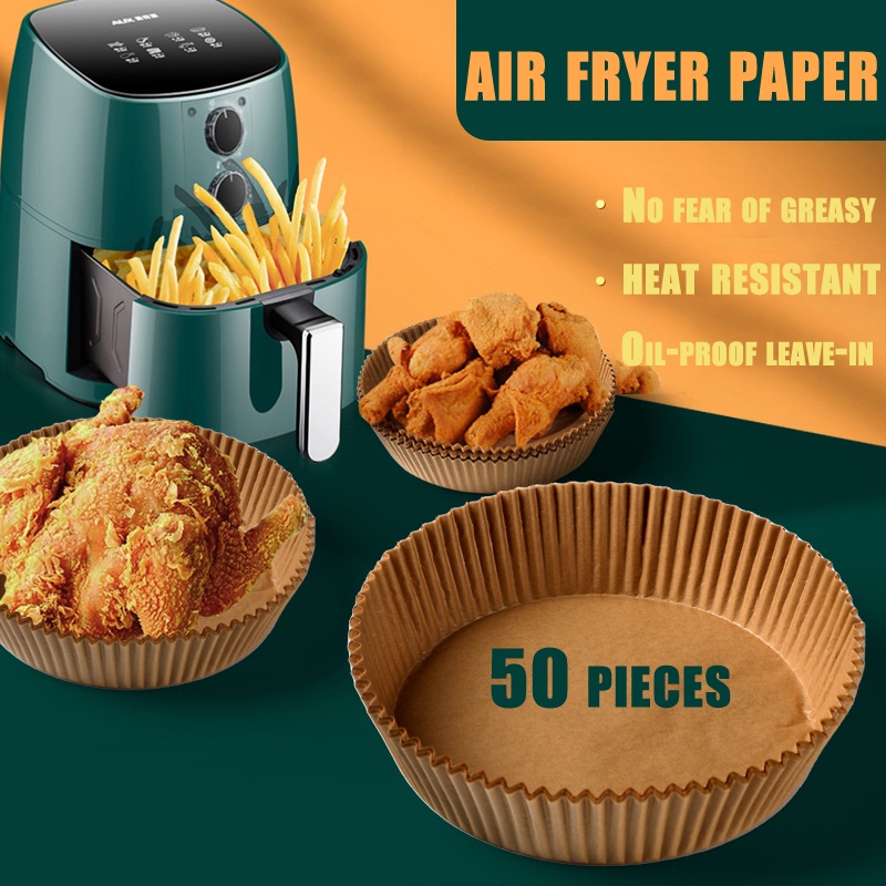 50PCS Air Fryer Paper Air Fryer Disposable Paper Liner Baking Paper Air Fryer Oilproof Parchment